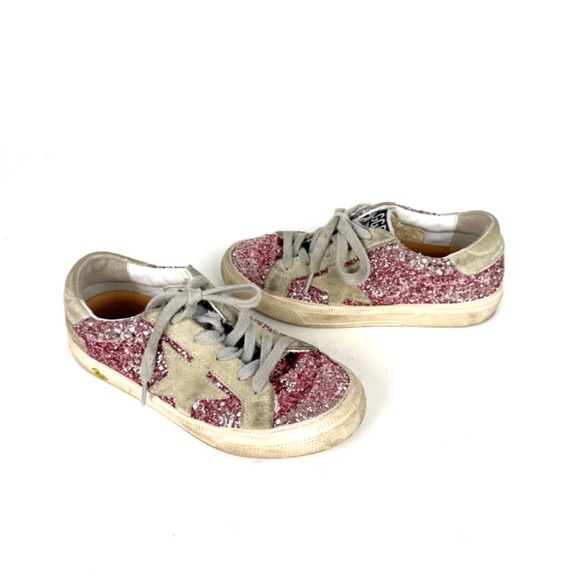 Authentic Kids’ Golden Goose Girls’ Pink Glittered May Sneakers 31, 13 - Picture 2 of 11